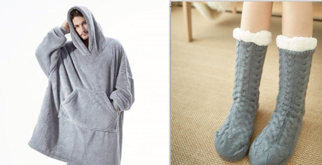 Wearable Blanket Hoodie – Oversized Fleece Sweatshirt with Big Pocket