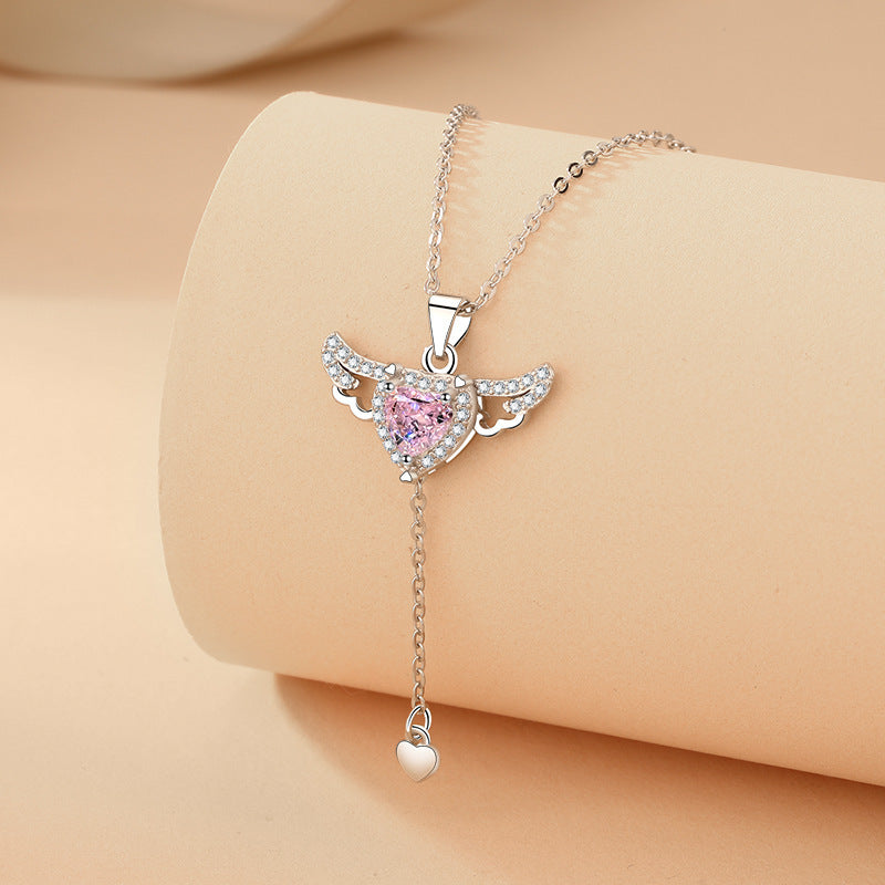 Cupid Heart Angel Wings Necklace – Valentine’s Jewelry Gift