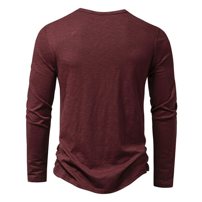 Men’s Solid Color Long Sleeve T-Shirt – Casual Pullover Top