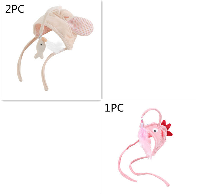 Head-Wear Feather Cat Toy Stick