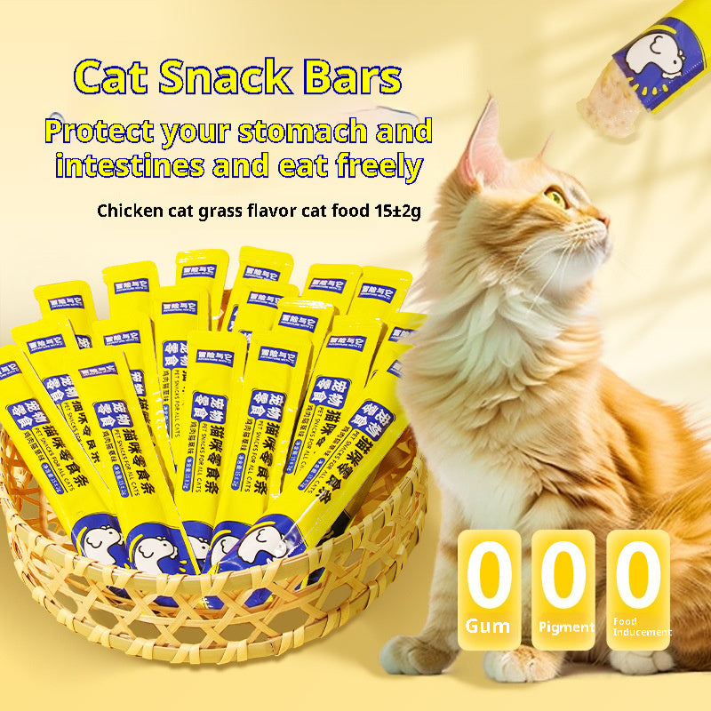 Cat Snack – Wet Food Chicken Strips with Grass, Healthy & Tasty Treats