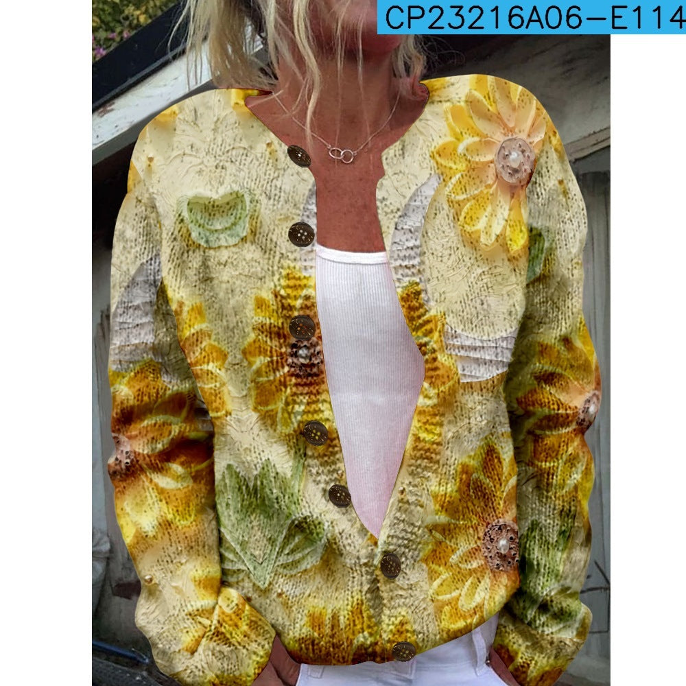 Women’s 3D Printed Knit Cardigan