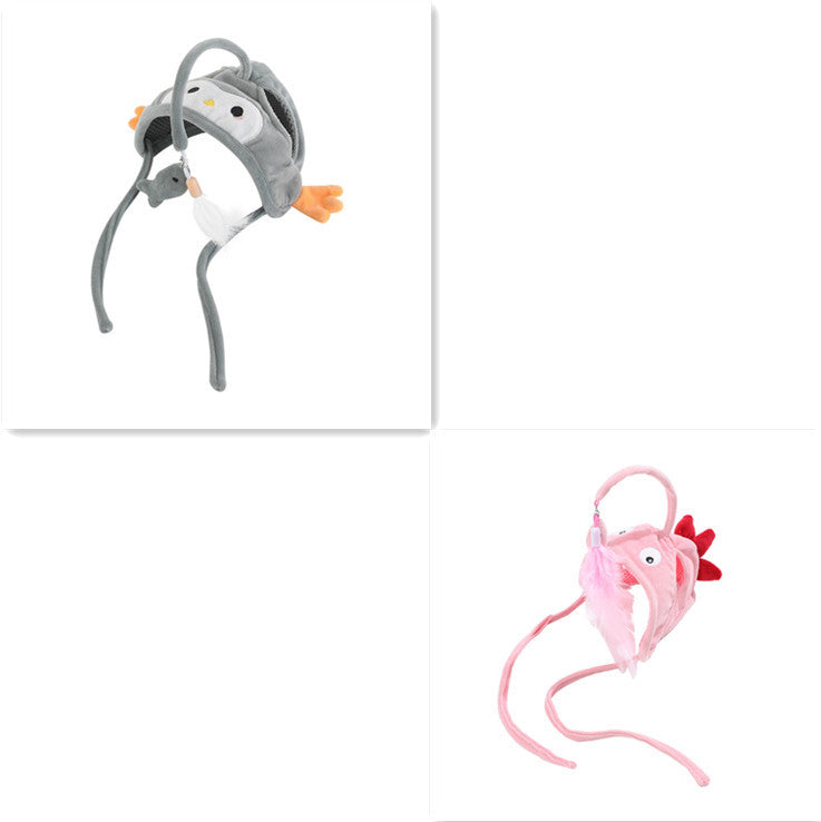 Head-Wear Feather Cat Toy Stick