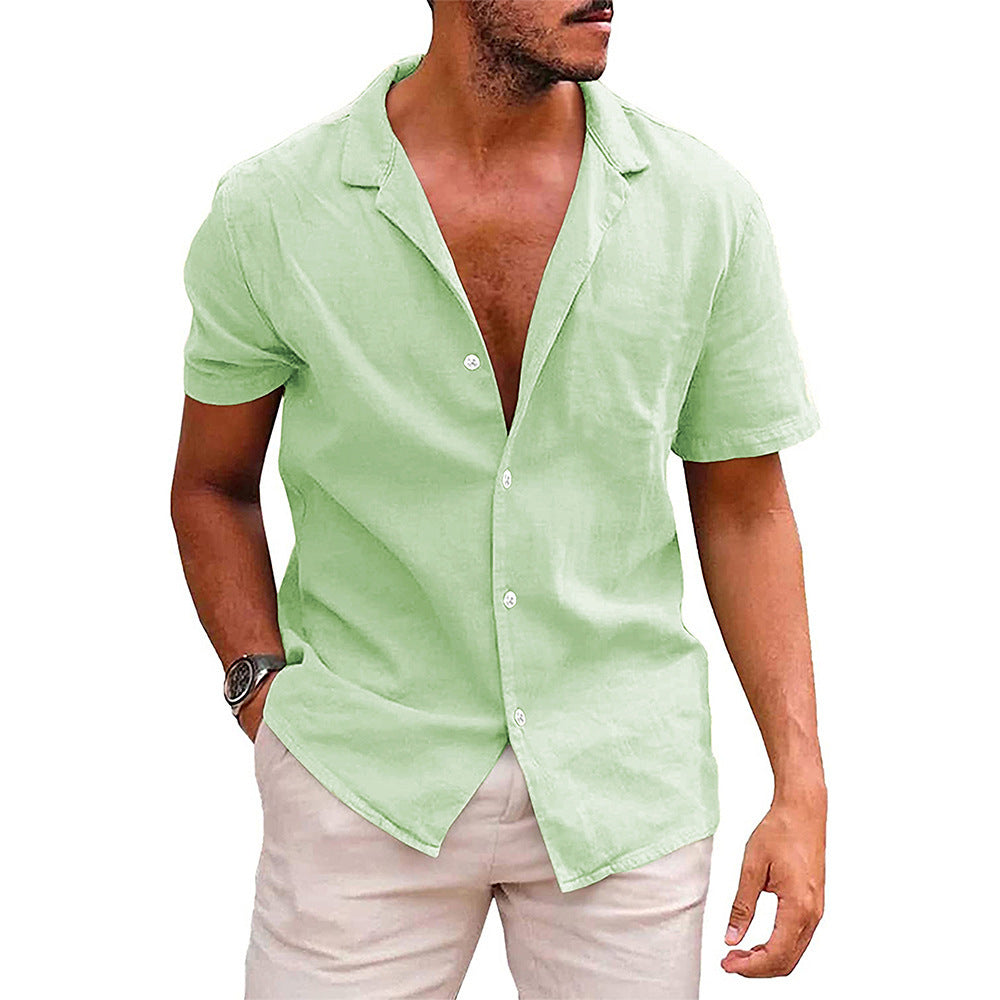 Men’s Casual Short Sleeve Button Down Beach Shirt for Summer