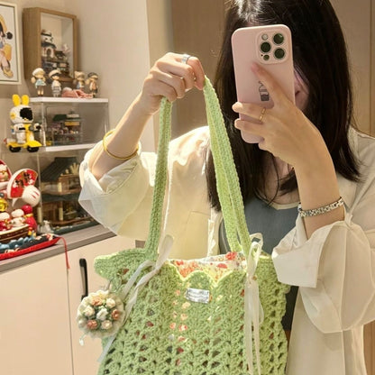 Women’s Handmade Summer Floral Woven Bag