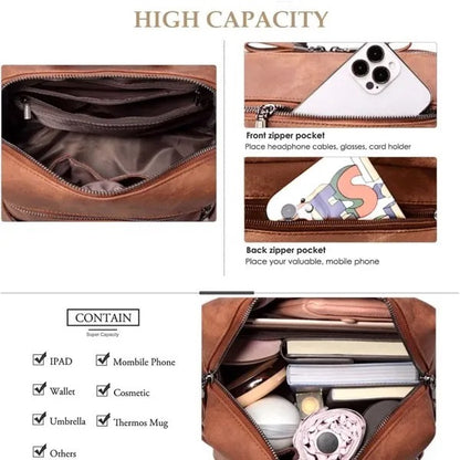 Waterproof PU Leather Backpack Purse Women Casual Shoulder Bag