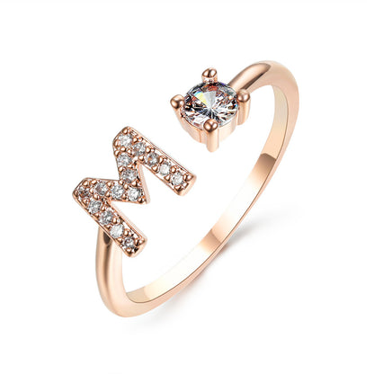 Adjustable Initial Letter Ring for Women – Elegant Fashion Jewelry