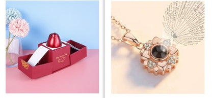 Valentine’s Day Metal Rose Jewelry Box – Necklace Gift