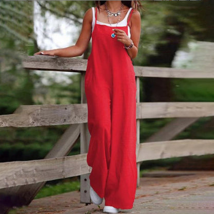 Plus Size Women’s Sleeveless Casual Jumpsuit with Pockets