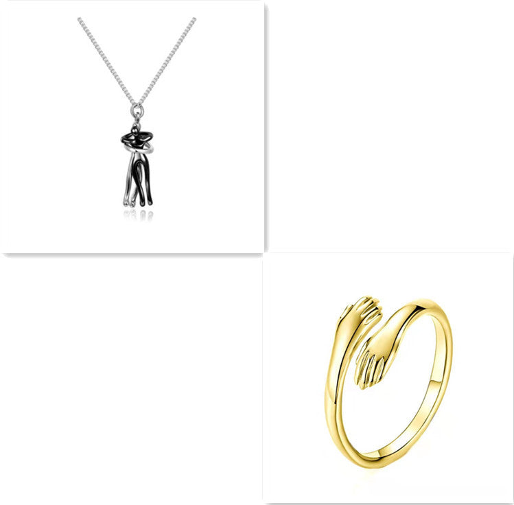 Love Hug Necklace for Couples – Unisex Jewelry Gift for Men and Women
