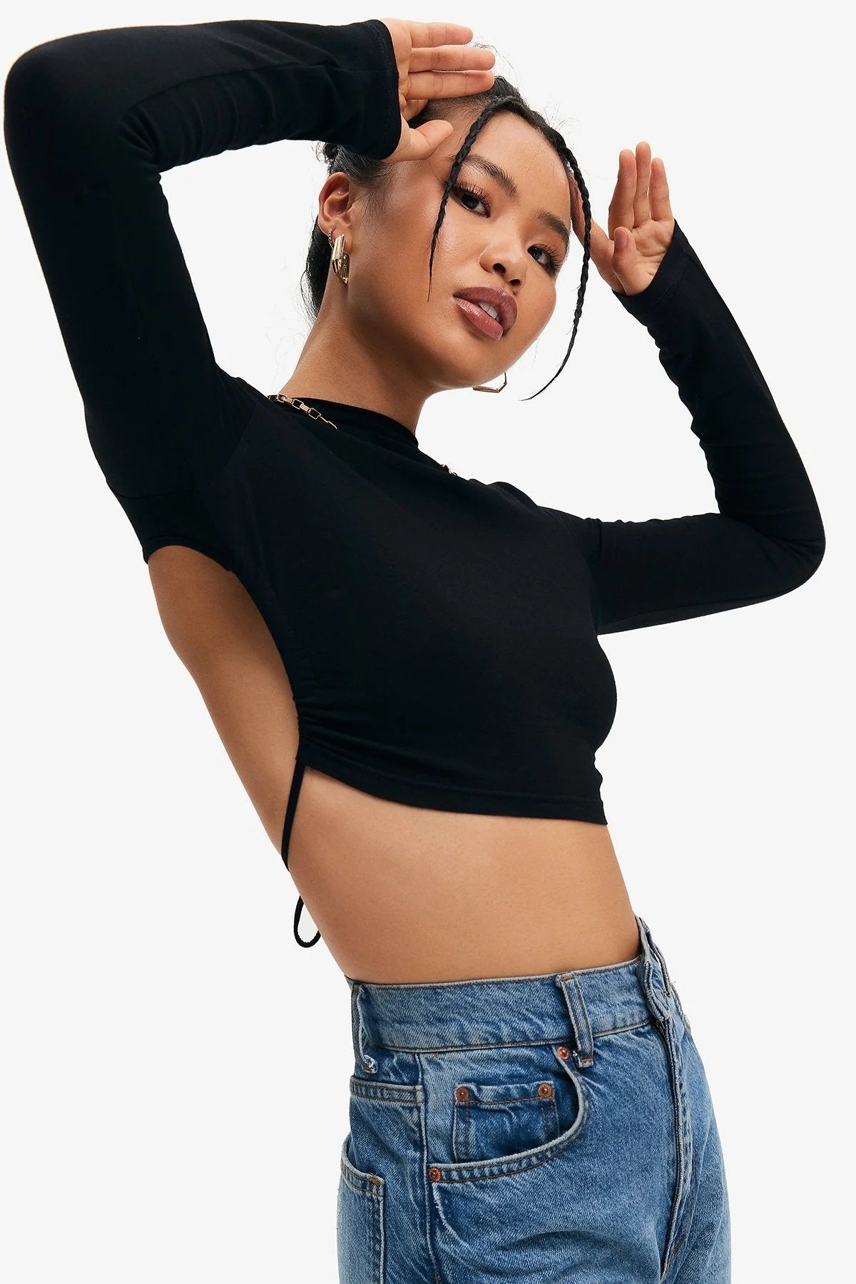 Women’s Solid Tie Backless Crop Top