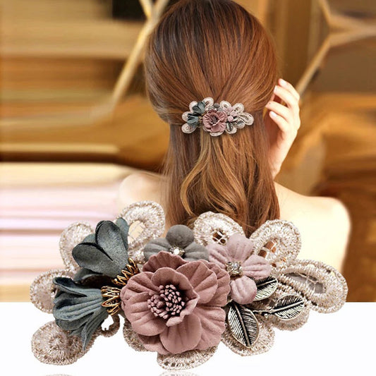 Handmade Bow Hair Clip – Pearl & Flower Hair Accessory for Girls