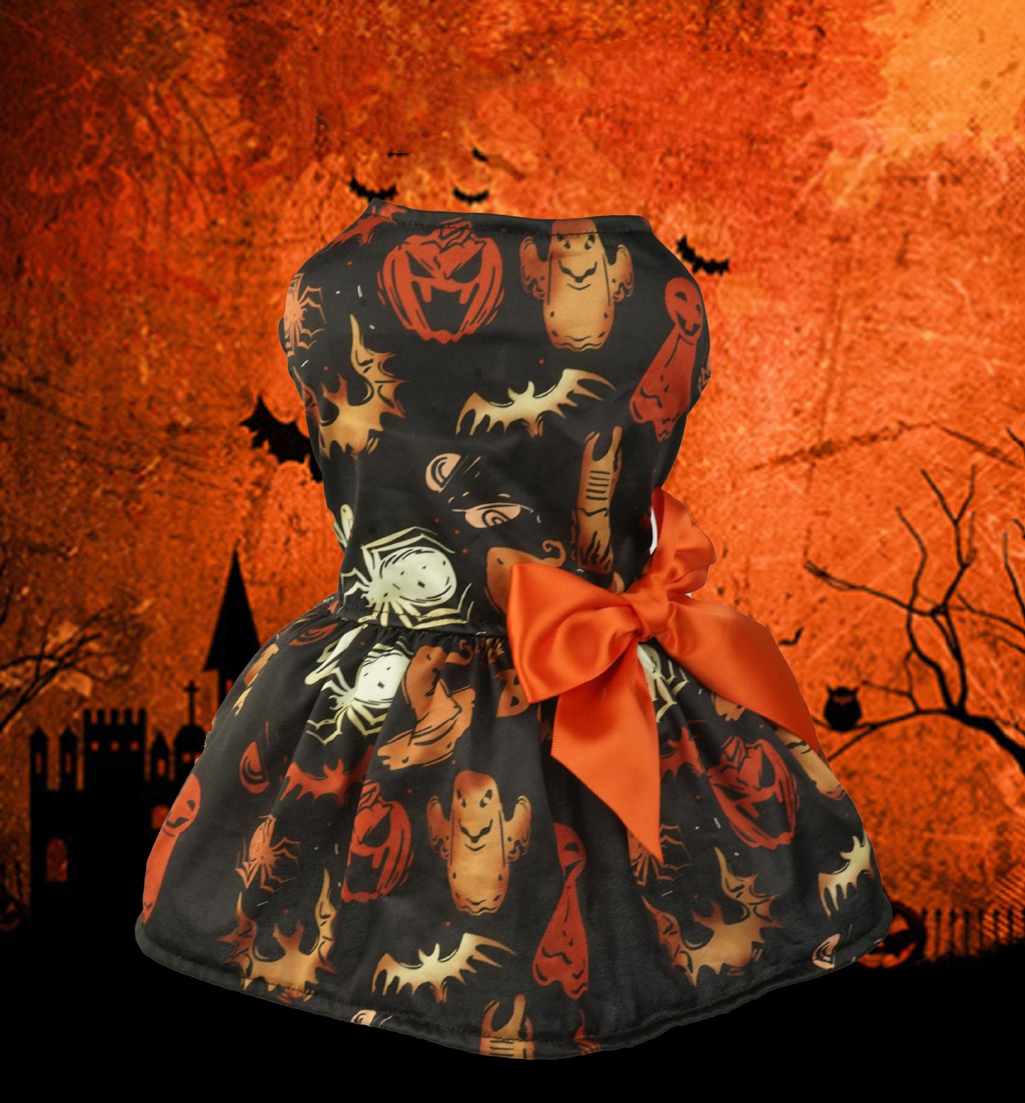 Halloween Pumpkin Pet Dress – Small Dog & Cat Party Costume