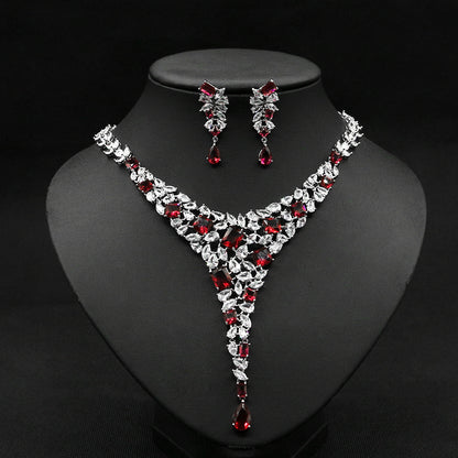 Colorful Zircon Necklace & Earrings Set