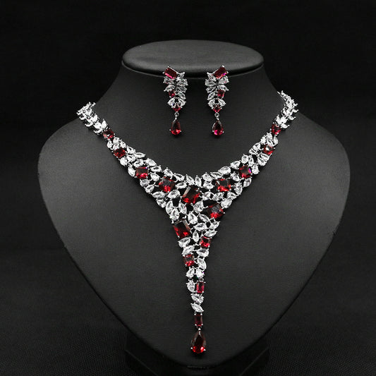 Colorful Zircon Necklace & Earrings Set