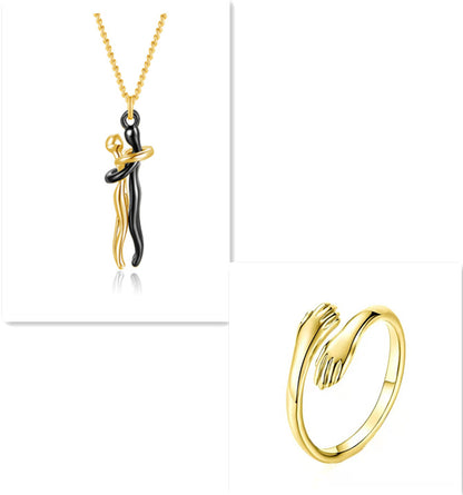 Love Hug Necklace for Couples – Unisex Jewelry Gift for Men and Women