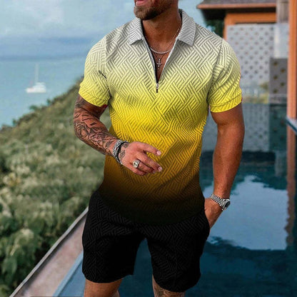 Men’s Fashion Casual Zipper Short Sleeve Suit – Summer Outfit
