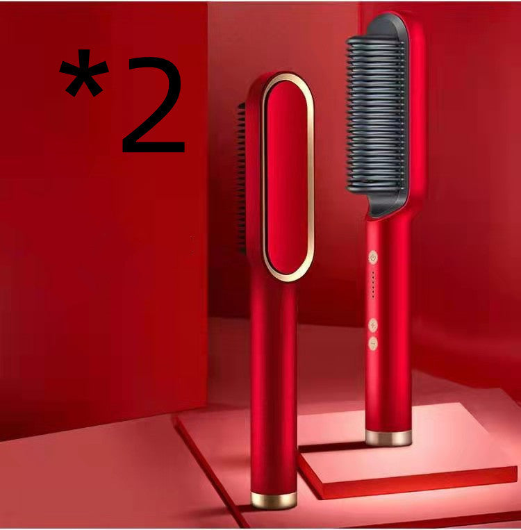 2-in-1 Hair Straightener & Curling Hot Comb – Electric Hair Brush