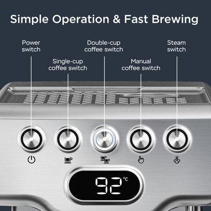 Geek Chef 20-Bar Espresso Machine – Coffee Maker with Milk Frother