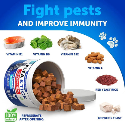 Cat Flea & Tick Chews – Natural Daily Oral Supplement with Vitamins for Skin, Coat & Digestion (135 Soft Chews)