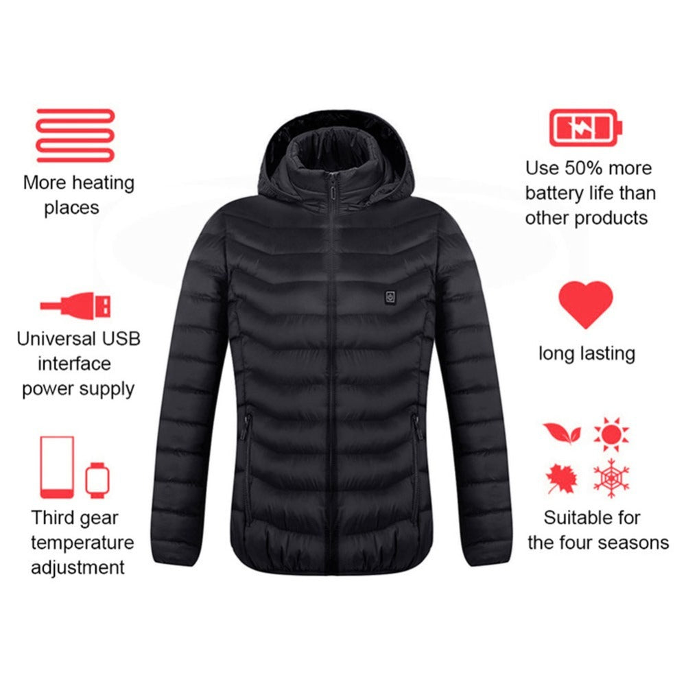 Men's USB Heated Jacket – Electric Thermal Winter Coat with Heating Pads