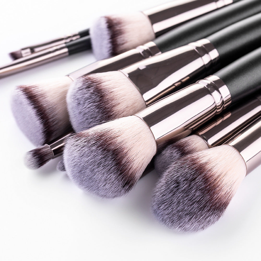 "15-Piece Matte Black Makeup Brush Set Full Cosmetic Tools"