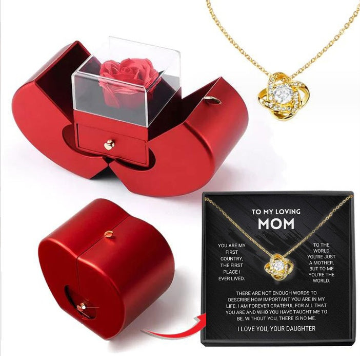 Red Apple Jewelry Box – Eternal Rose Gift for Women