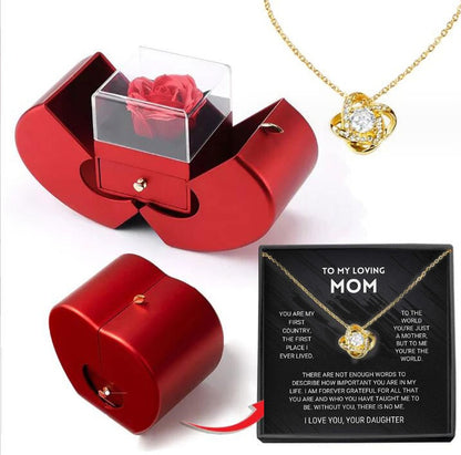 Red Apple Jewelry Box – Eternal Rose Gift for Women
