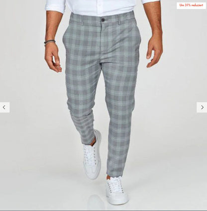 Men’s Plaid Print Casual Trousers