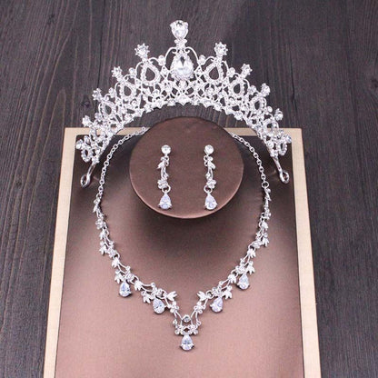 Bridal Rhinestone Crown & Necklace Set