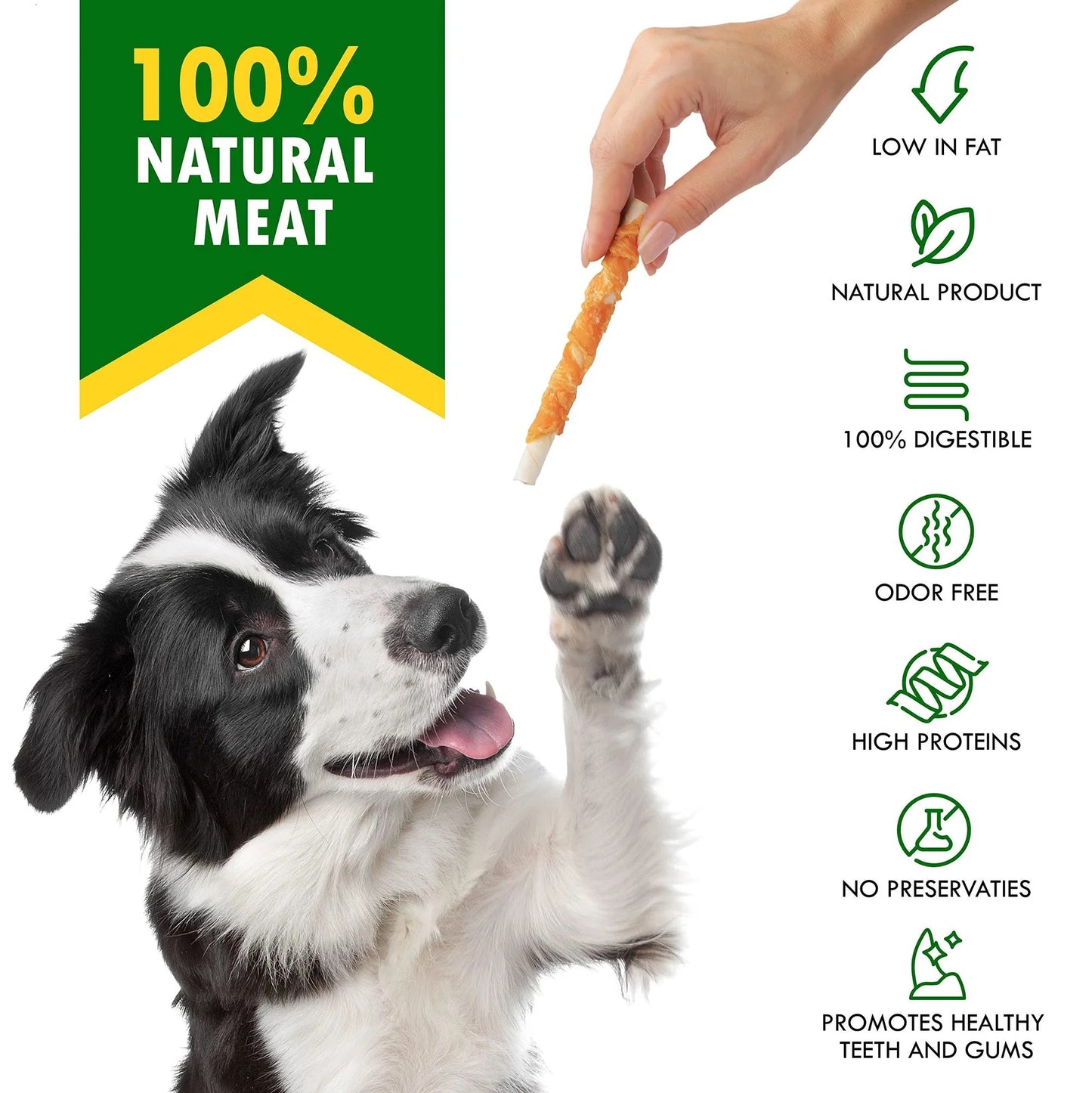 Dog Sticks Wrapped with Chicken – Natural Grain-Free Training Chew Treats (Bulk)
