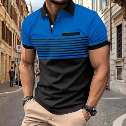 Men’s Casual Striped Shirt – Short Sleeve with Chest Pocket