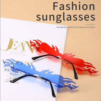 Flame One-piece Sunglasses Men And Women Catwalk Decorative Sunglasses