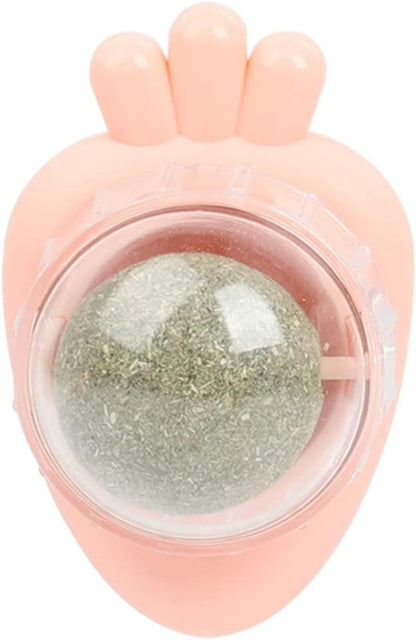 Carrot Shape Catnip Ball Toy – Self-Adhesive Wall-Mounted Mint Balls for Indoor Cats, Teeth Cleaning (Blue)