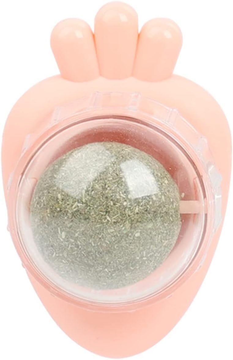 Carrot Shape Catnip Ball Toy – Self-Adhesive Wall-Mounted Mint Balls for Indoor Cats, Teeth Cleaning (Blue)