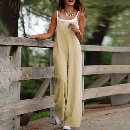 Plus Size Women’s Sleeveless Casual Jumpsuit with Pockets