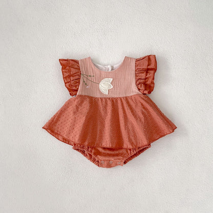Kids Summer Embroidered Princess Romper Dress