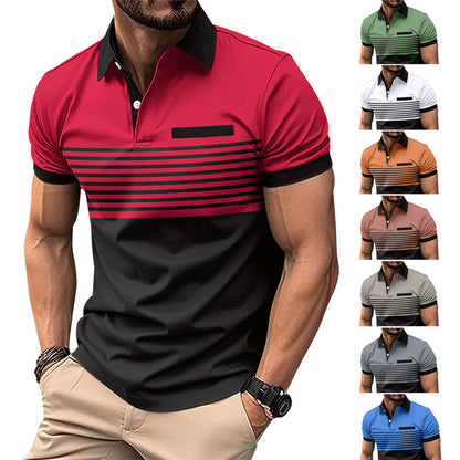 Men’s Casual Striped Shirt – Short Sleeve with Chest Pocket