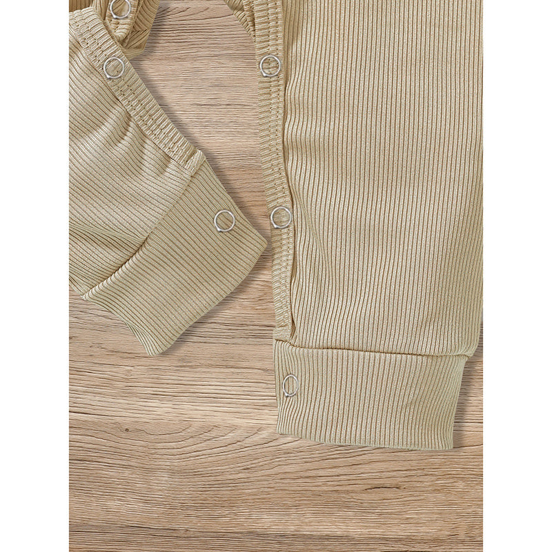 3-Pack Newborn Baby Long Sleeve Ribbed Rompers