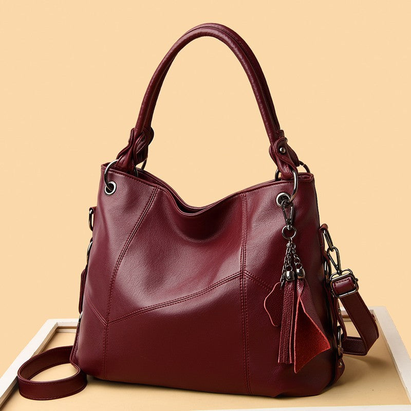 Women’s Large Capacity Leather Tassel Handbag