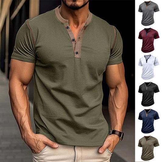 Men’s Fashion Short Sleeve Polo V-Neck Summer T-Shirt