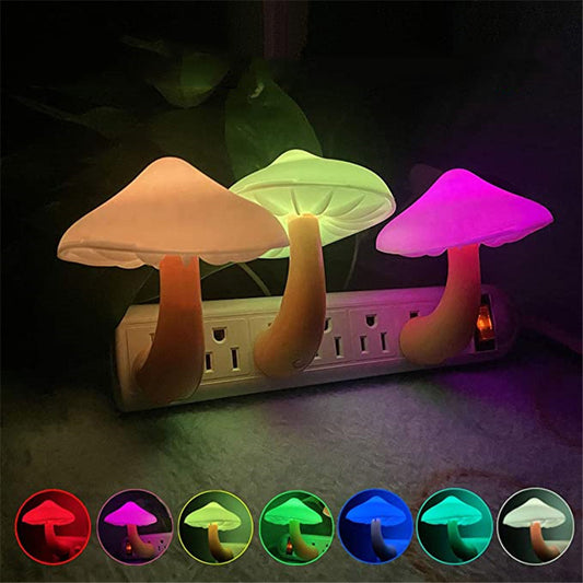 LED Mushroom Night Light – Plug-in Sensor Lamp for Home & Bedroom