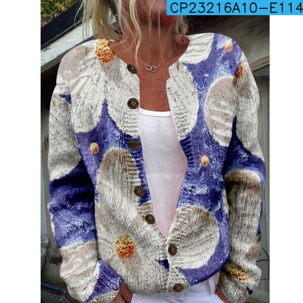 Women’s 3D Printed Knit Cardigan