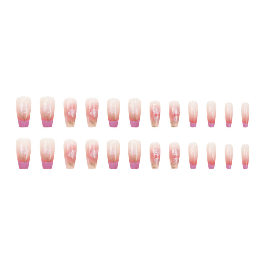 High-grade Nude Pure Desire Girl Heart Violet Red Wear Nail 24 Pieces