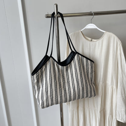 Striped Korean Style Bucket Shoulder Bag
