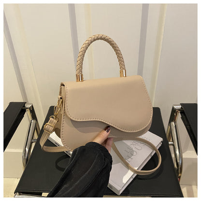 Magnetic Snap Textured Shoulder Bag