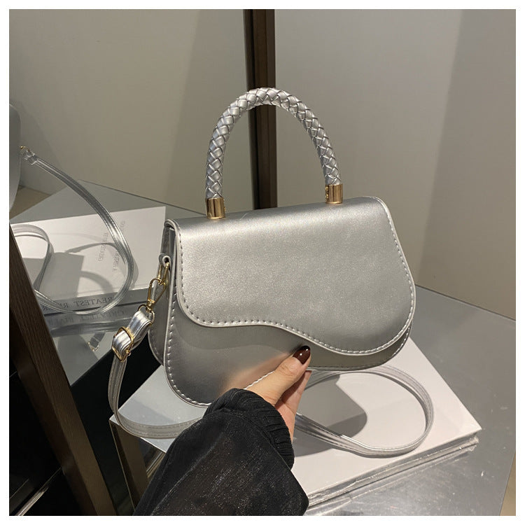 Magnetic Snap Textured Shoulder Bag