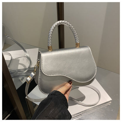 Magnetic Snap Textured Shoulder Bag