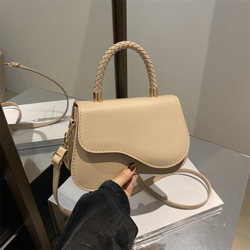 Magnetic Snap Textured Shoulder Bag