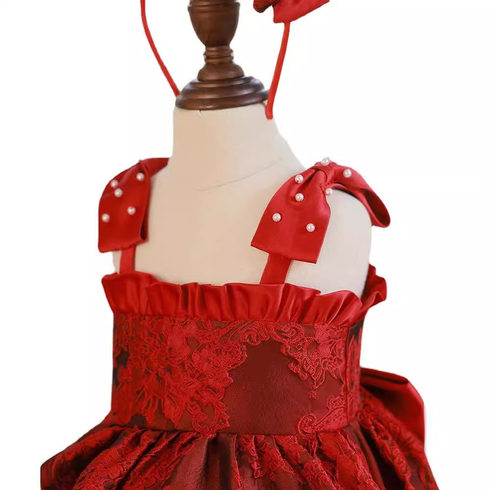 Red Zhuazhou Girls’ Fashion Braces Skirt